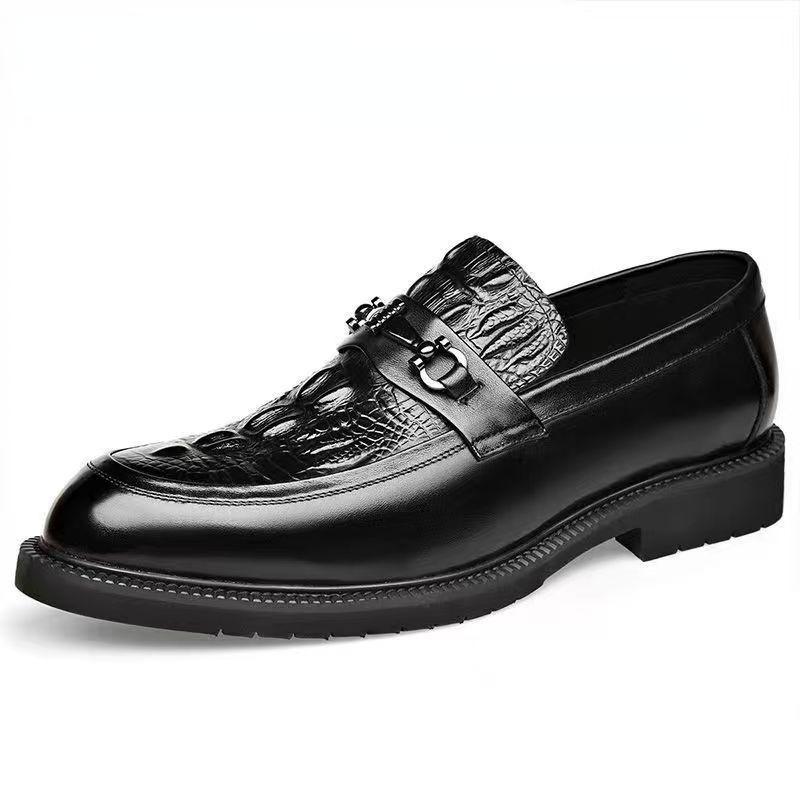 New Men's Shoes Crocodile Pattern Youth Business Formal Leather Shoes Baidu Slip-on Driving Shoes