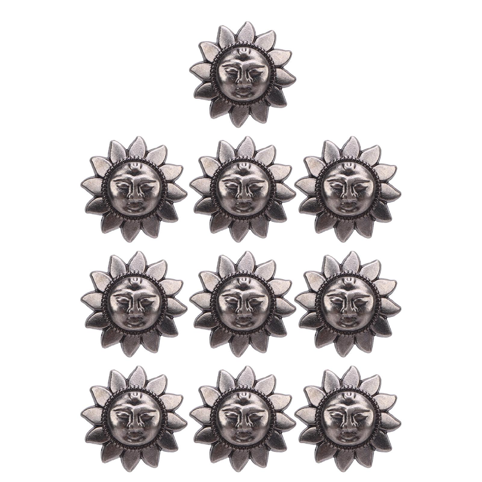 

10 комплектов винтов-заклепок цвета оружейного металла 20 мм заклепка с изображением солнца и 4,5 мм крестообразный винт для кожаного ошейника ремня