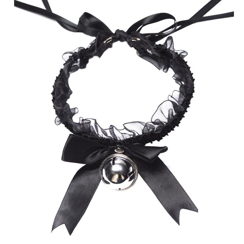 Jingle Bell Bow Lace Choker Necklace: Soft Girl Collar Accessory