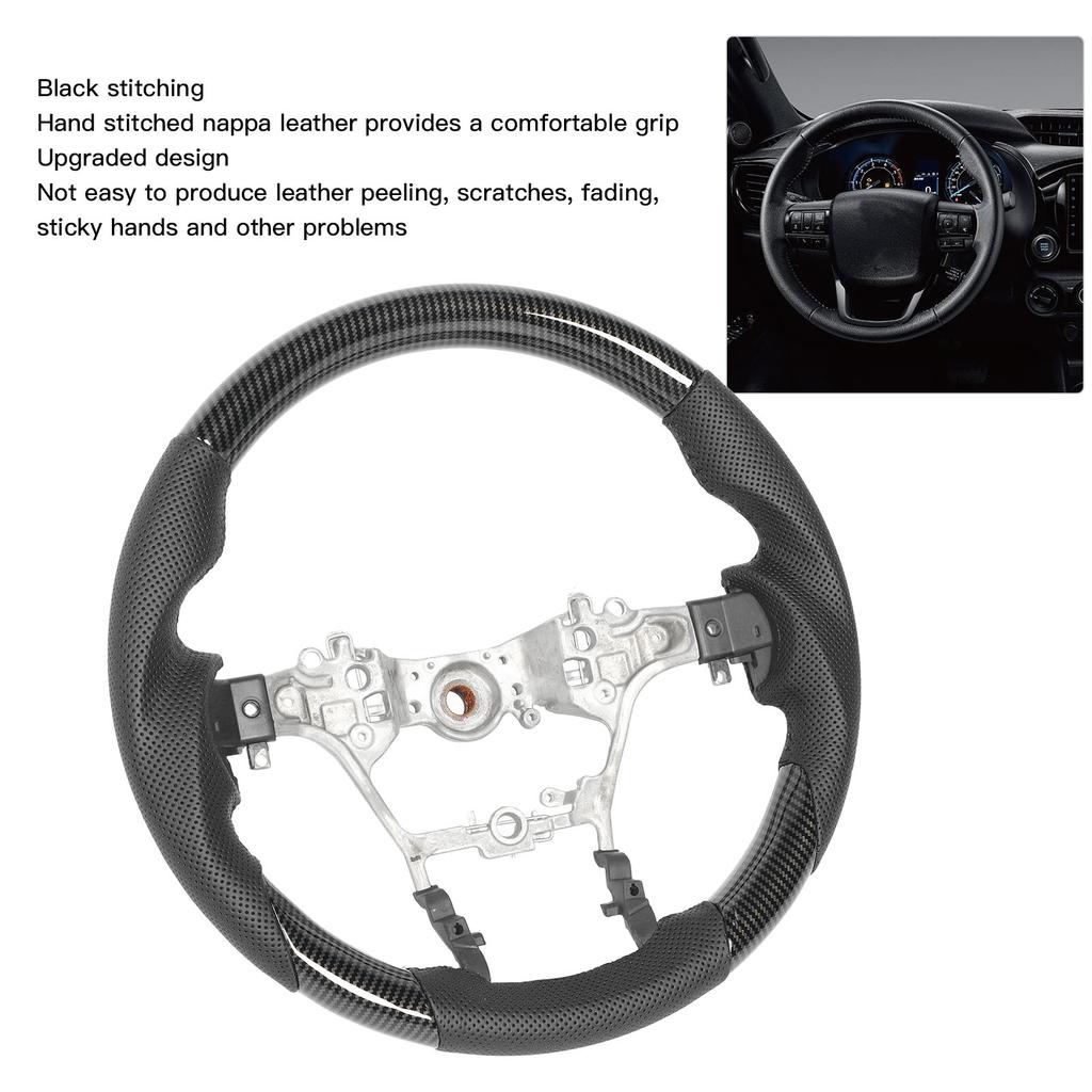 Hydro Dip Steering Wheel Perforated Leather 3 Section Type Replacement For Hilux AN110 AN120 AN130 2015 to 2025