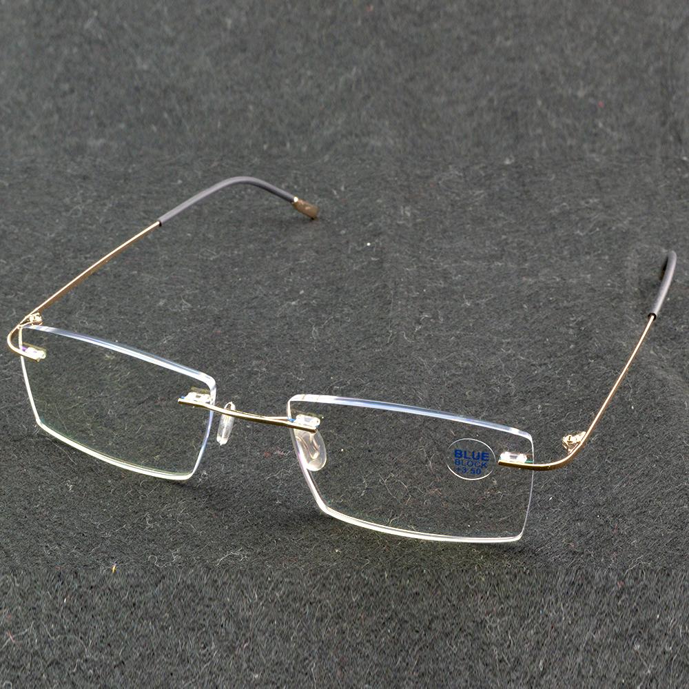 Clara Vida Shallow Gold Titanium Alloy Rimless Multi-Layers Coated Antireflective Reading Glasses +1 +1.5 +2 +2.5 +3 +3.5 +4