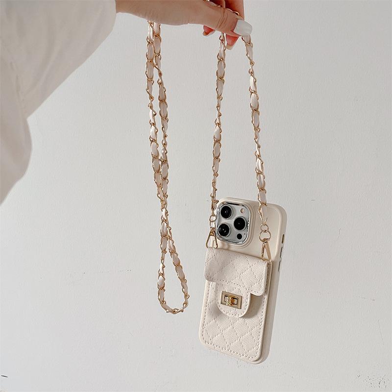 

Чехол-кроссбоди для телефона IPhone16promax для Apple 17 с замком-кошельком и держателем для карт 14 однотонный противоударный силиконовый For iPhone 17Promax