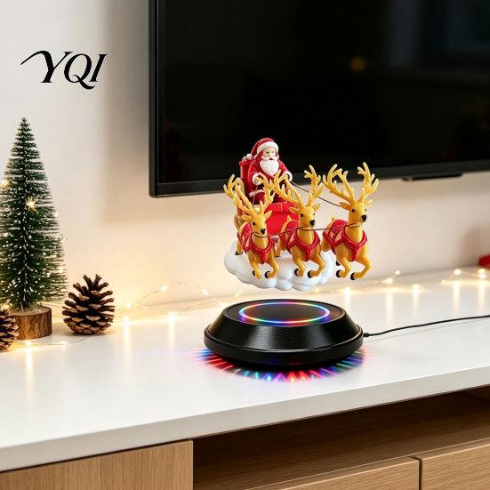 Small Christmas Decoration for Desk Floating Santa Sleigh, Magnetic Levitation Santa's Flying Sleigh Ornament, Creative Seasonal Room Decor