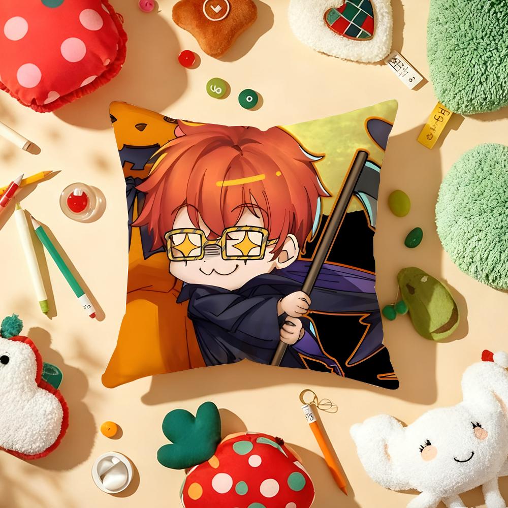 M-Mystic M-Messenger 707 Chibi Cushion Cover Plush Fabric Soft Double-Sided Printed Sofa Warm Winter Home Gift Pillow Cover
