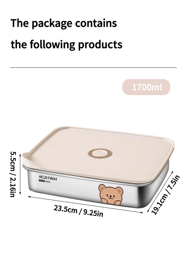 WORTHBUY 304 Stainless Steel Lunch Box Fresh-keeping Box Microwave Heatable Fridge Sealed Storage Box Portable Food Container