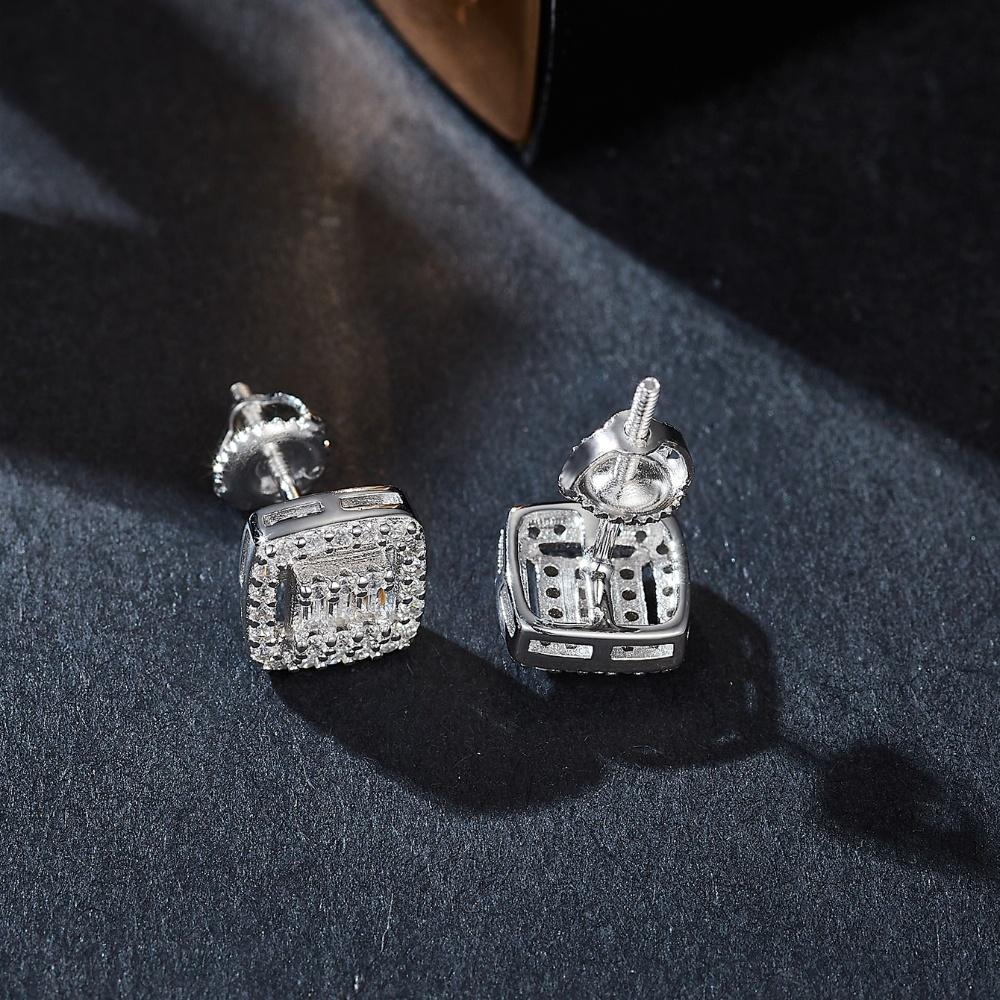 Ultra Luxury Jewelry Earrings Rectangle Moissanite S925 Silver Stud Earrings