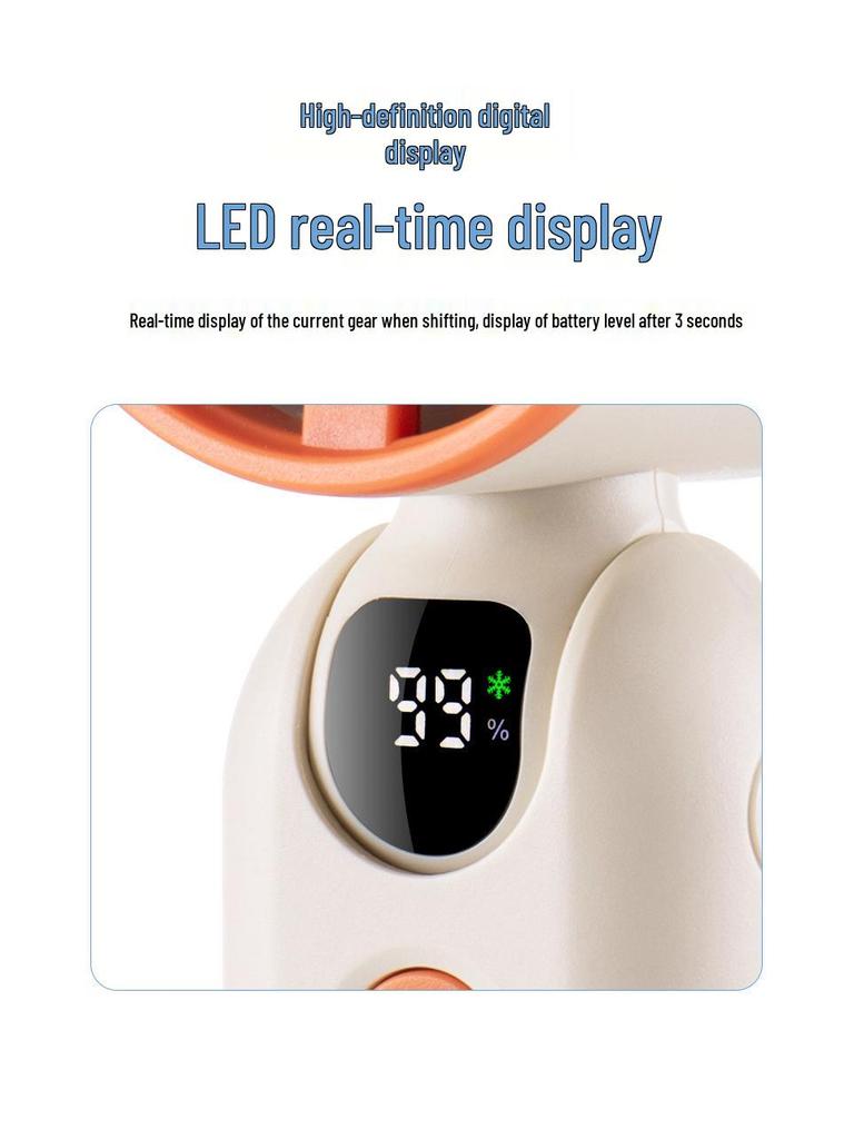 2026 High-Speed Cooling Ice Pack Foldable Digital Display Portable Silent Outdoor Fan