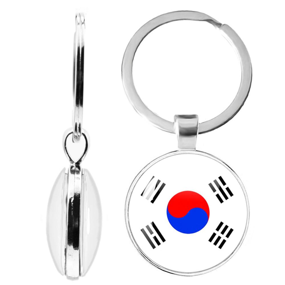 National Flag Double-Sided Keychain Korea, Serbia, Russia, Slovenia, Argentina, The United States,Turkey, Spain,Dominica Keyring