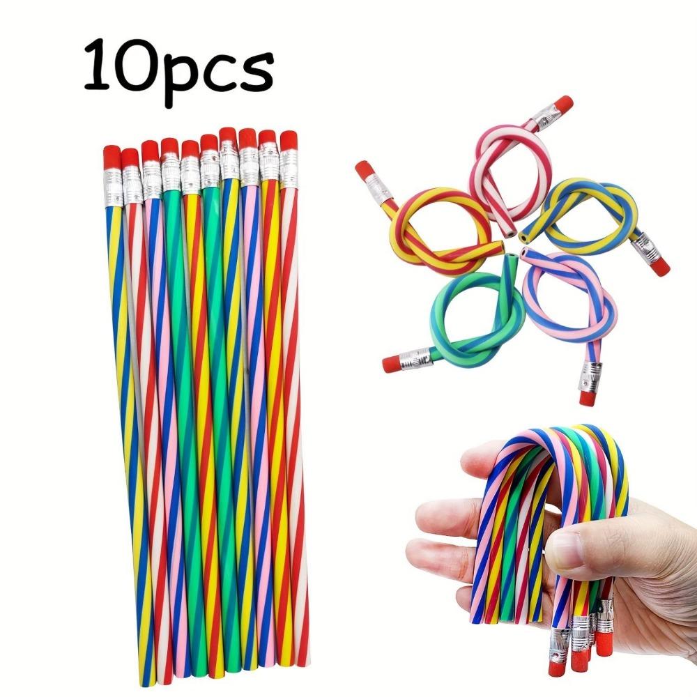 5/10pcs Soft & Bendable Magic Pencils  Colorful Stripe Design Perfect for Kids & Students Classroom Gifts & Back To School Supplies