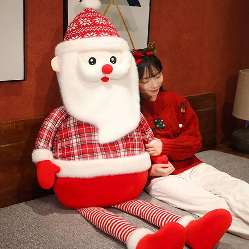 Creative Plush Santa Claus Doll With Long Legs Soft Cotton Outfit For Festive Decor