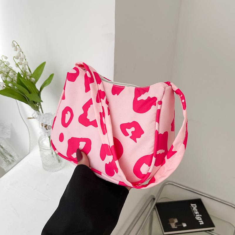 

2025 новая сумка с леопардовым принтом, холщовая модная сумка через плечо, ручная сумка для женщин розовый