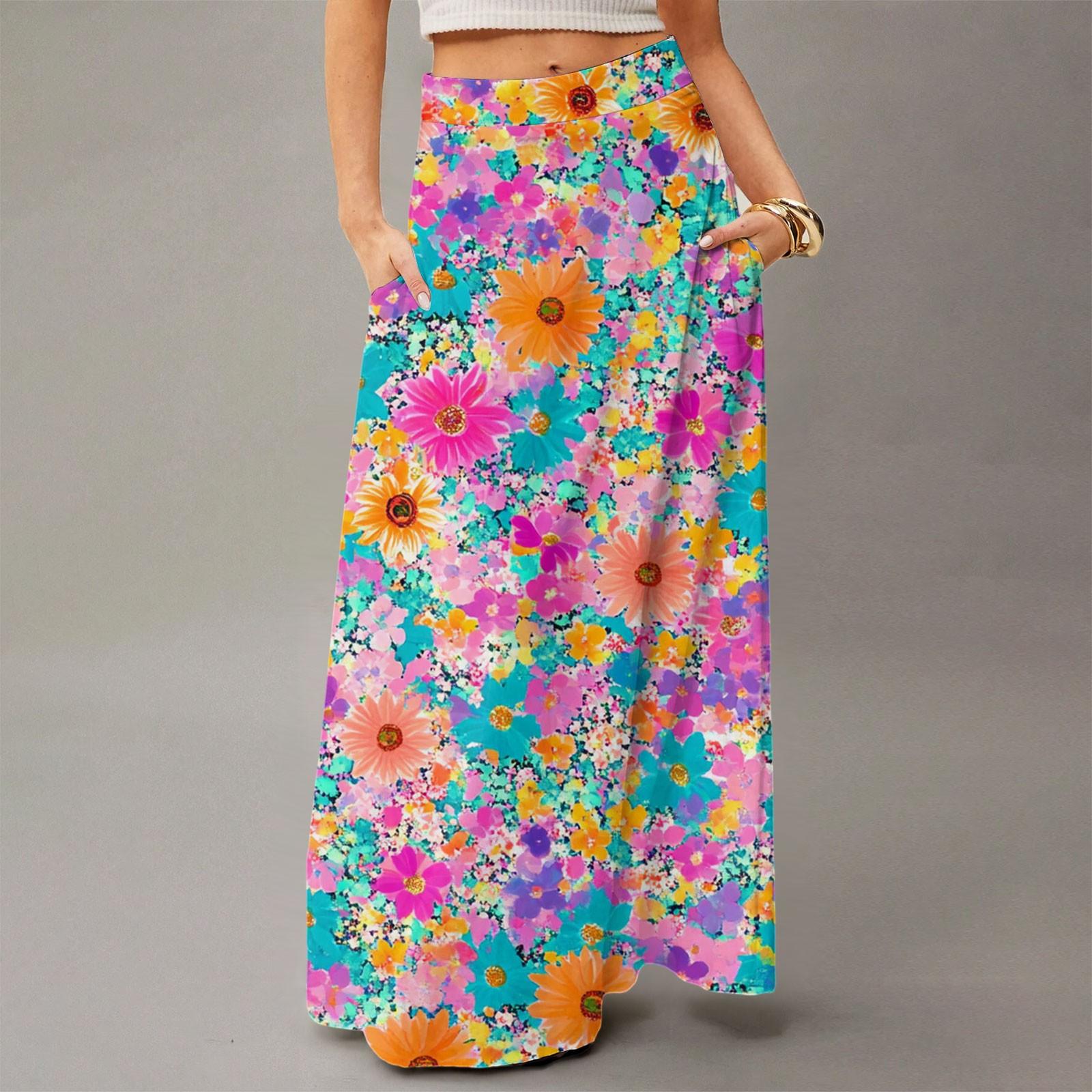 

Женское летящее платье макси обычное повседневное летнее с цветочным принтом в богемном стиле юбка M красный