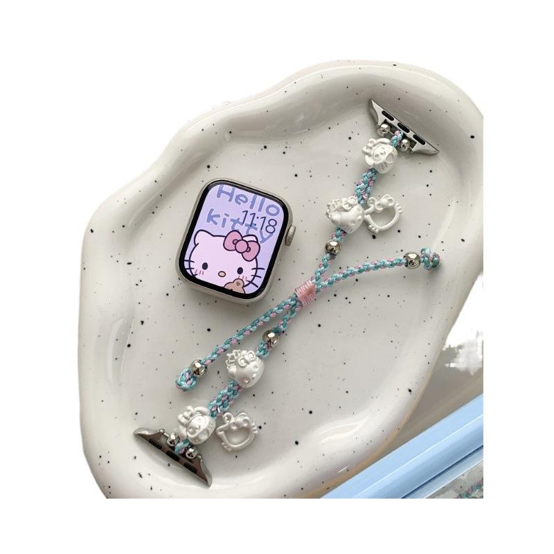 Summer Cute Kt Cat Braided Rope For Iwatch10987Se Apple Watch With Xiaomi 9 Pro Huawei Gt5
