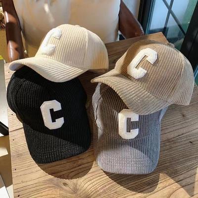 C-förmige Baseballkappe für Damen Kordstoff Koreanischer Stil Trend Ins-Stil Vielseitig Verdickt Herbst Studenten Gebogener Schirm Baseballkappe für Herren