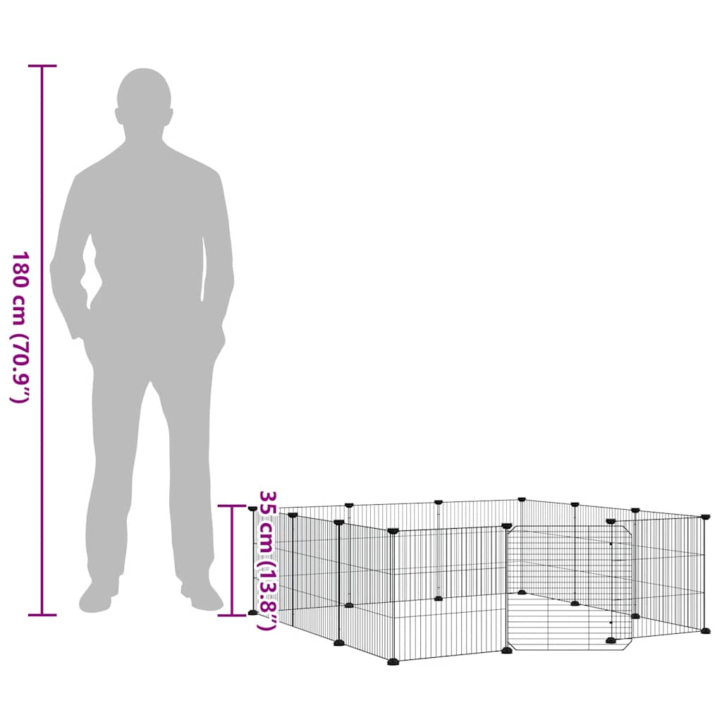 12 Panel Pet Cage with Door Black 35 x 35 cm Steel