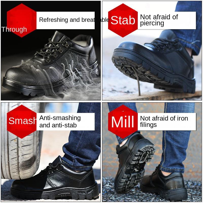 Anti-smashing and Anti-piercing Safety Shoes Low-top Cowhide Protective Labor Insurance Shoes Workers' Foot Protective Shoes