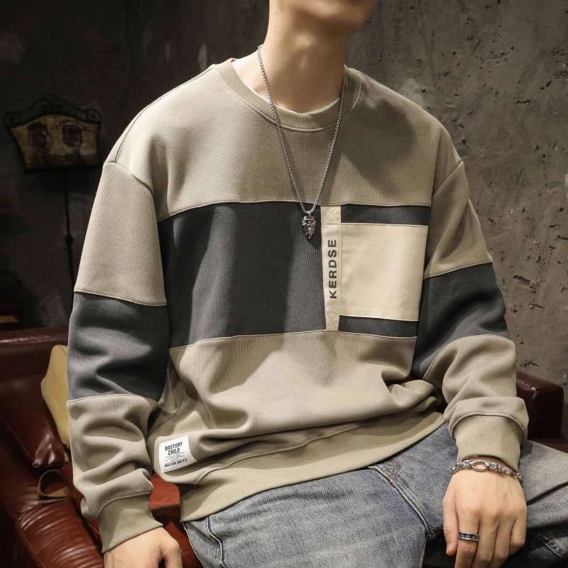 American Retro Contrasting Color Patchwork Hoodie Design Loose and Versatile Trendy Brand Lazy Casual Top