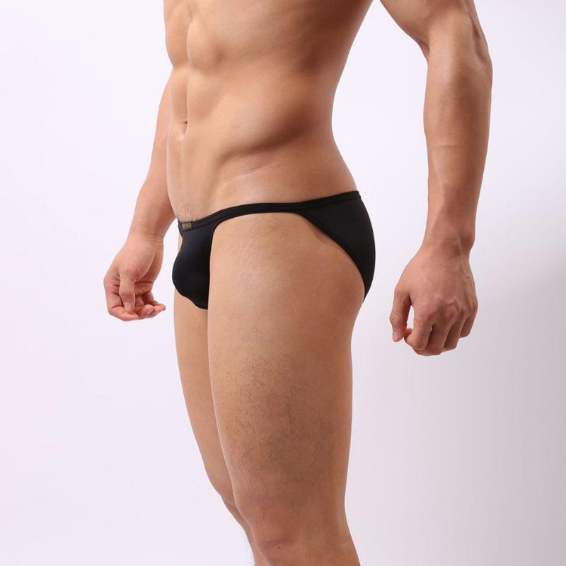 Sexy Underwear Men Mini Briefs Low Waist Sexy Underpants Smooth Ice Silk Male Panties Bikini Briefs