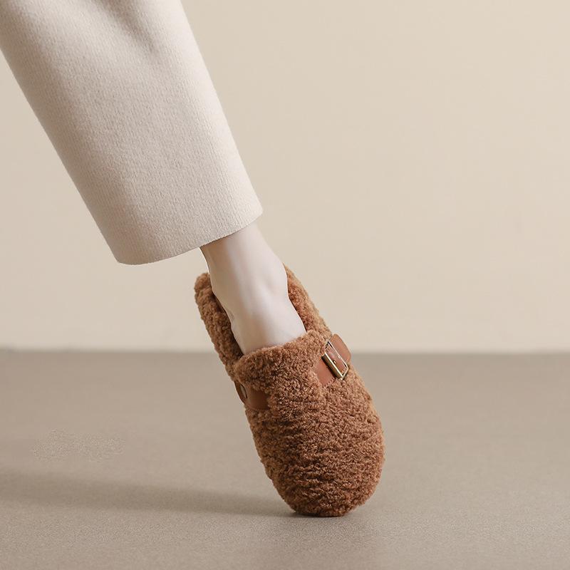 Mao Mao shoes women wear autumn and winter shoes lamb wool plush flat shoes