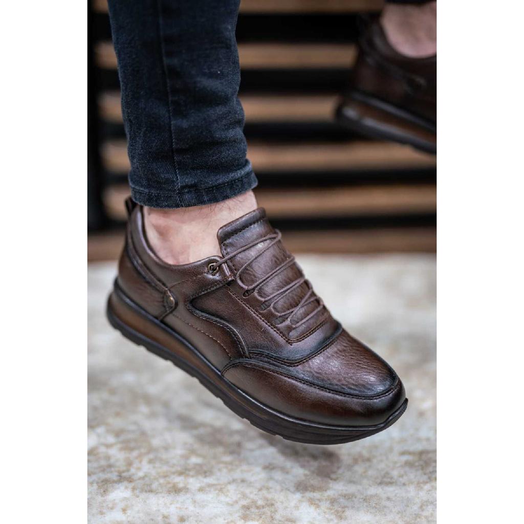 Men's Black Lace-up Casual Orthopedic Comfortable Sneaker Nk1056