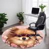 1pc Pomeranian, Floral Office Round Rug, Carpet for Office, Gaming, Lightweight Round Floor Mat Yy260208079