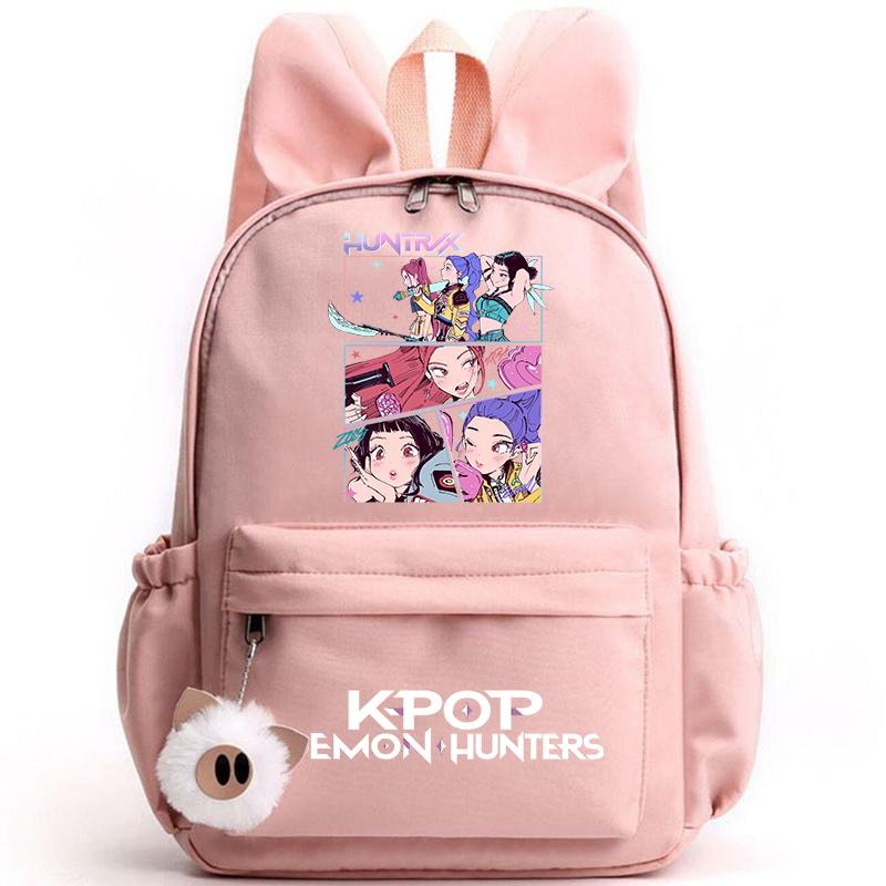 KPop Dämonenjäger Rucksack für Mädchen Jungen Kinder Rucksack Freizeit Schultaschen Reise Hasenohren Rucksäcke Mochila Geschenktüten