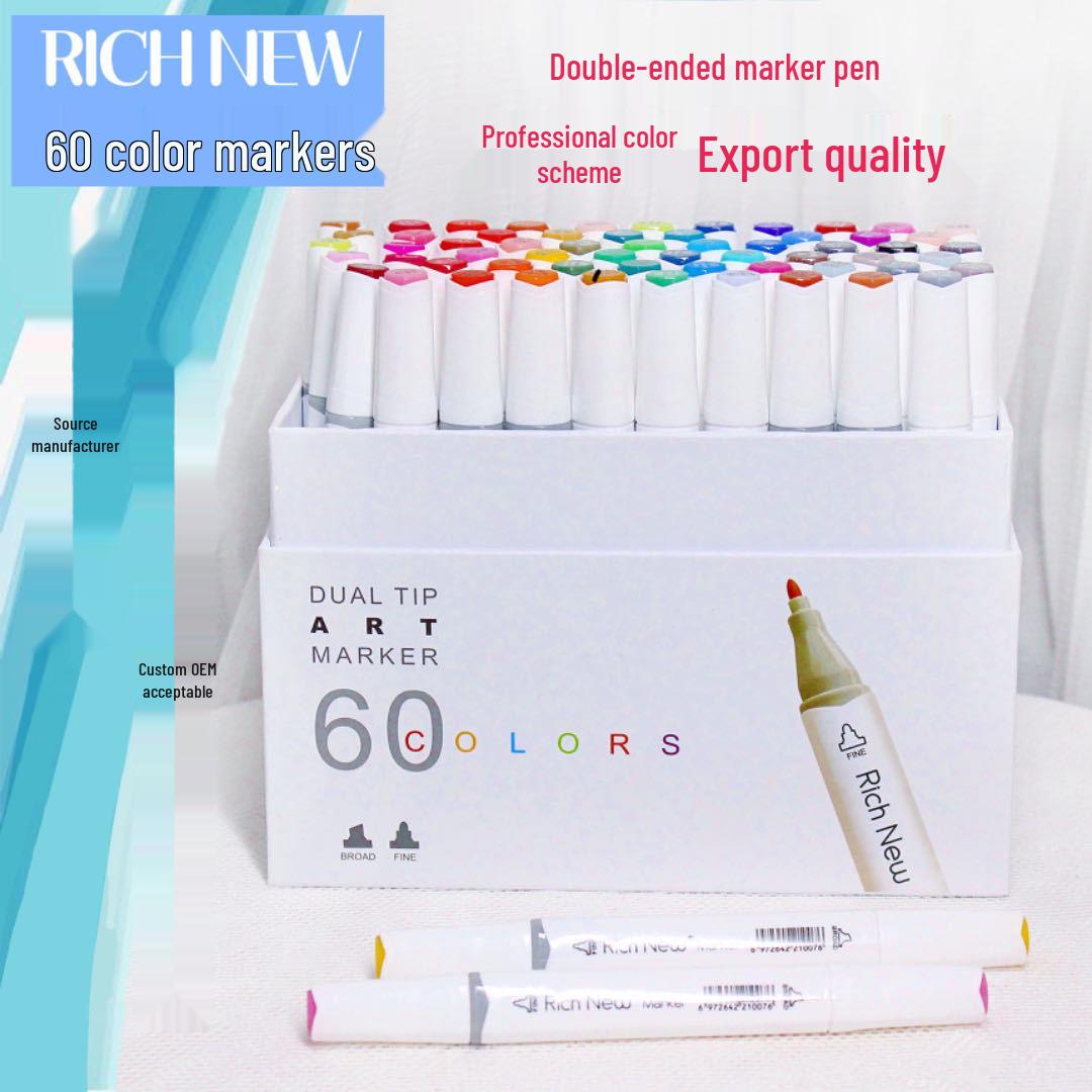 60-Color Double-Ended Alcohol & Oil-Based Marker Set