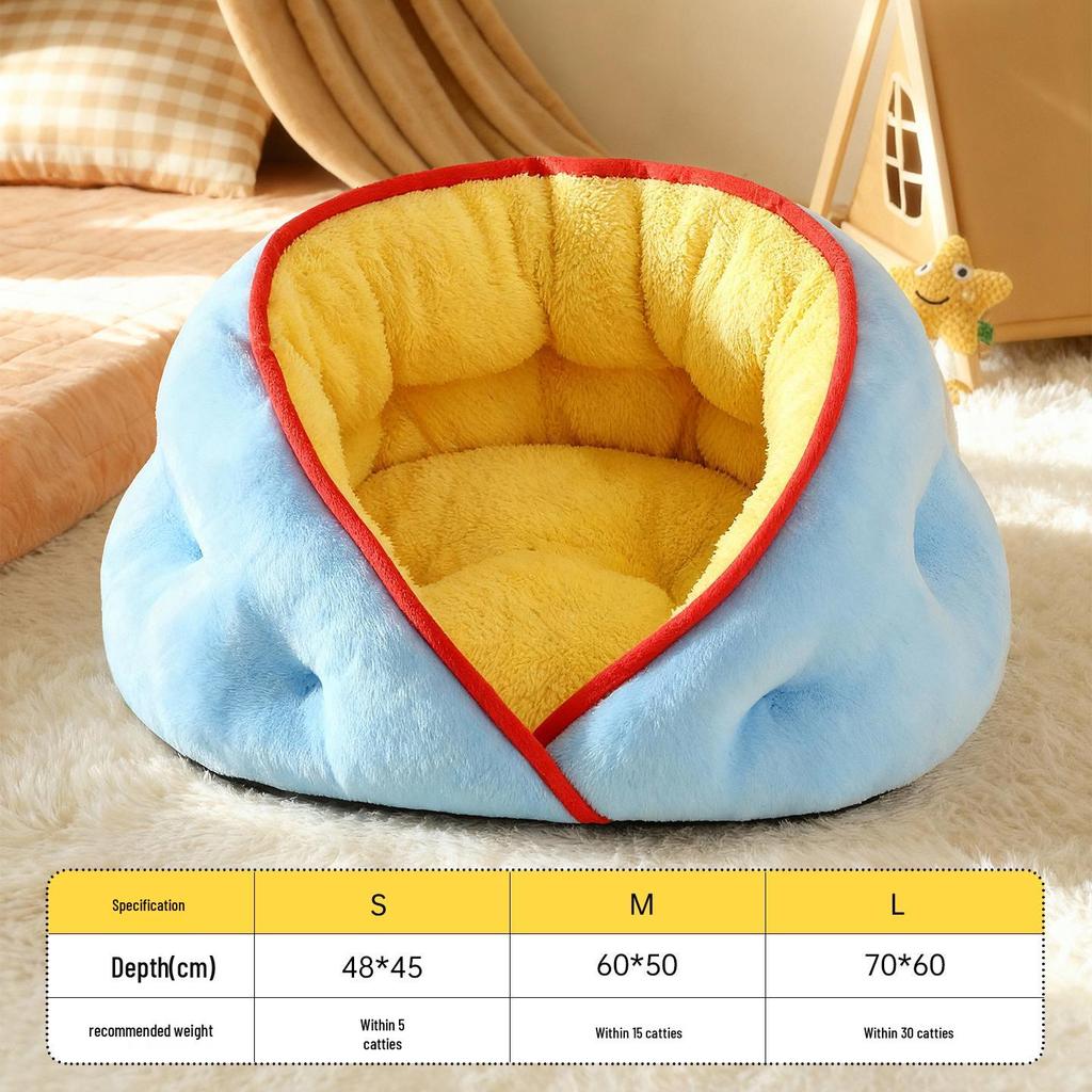 2025 Winter Cozy Semi-Enclosed Dog Bed for Medium and Small Pets