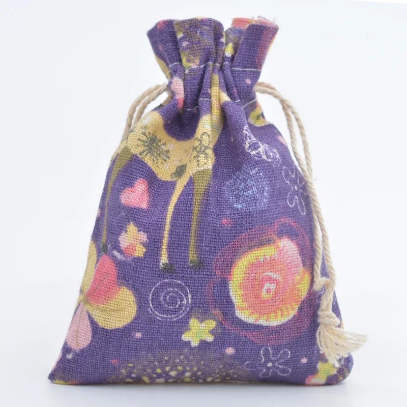 

10pcs/lot 10x14cm Cotton Pouch Cloth Drawstring Bags Jewelry Packing Sachet Makeup Wedding Party Candy Gift Custom Bags Wrapping 10x14cm&Printed gift bag