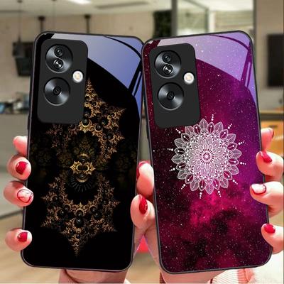 Loto Nero Luminoso Per Oppo A79 5G 58 78 74 60 4G Reno 11F Realme GT 6 11 Note 50 10 C55 X2 Vetro Temperato Custodia Nera per Telefono