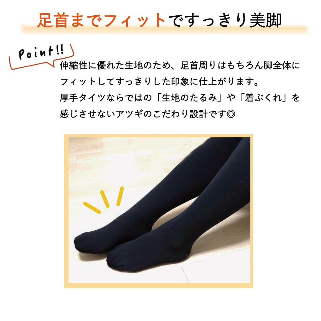 Atsugi COMFORT Blanket Line 320 Denier Sizes Fleece-Lined Tights, TL1831, Women's, Black, M-L