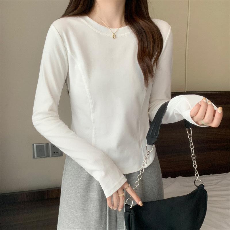 Women Slim Fit Cropped Long Sleeve Thickened Thermal Base Layer T Shirt