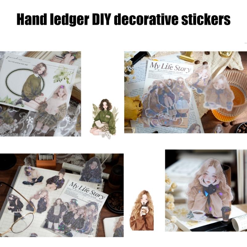 Dekorative Künstlerische Mädchen Aufkleber 30 Stück für Journale Wasserdichte Scrapbooking Aufkleber Cartoon Mädchen Tagebuch Dekorationen Aufkleber