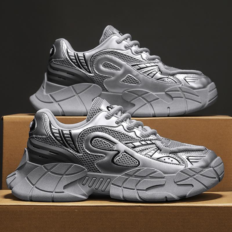 

Trendy men s shoes, four-season mesh trendy shoes, men s versatile sports shoes, breathable running shoes, men s platform dad shoes 39 серебряный серый