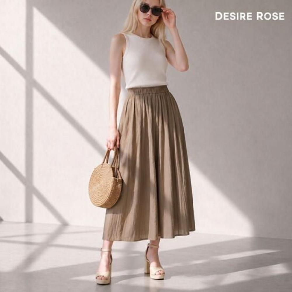 Desire Rose Women Summer Banding Wide Pleated Skirt Pants