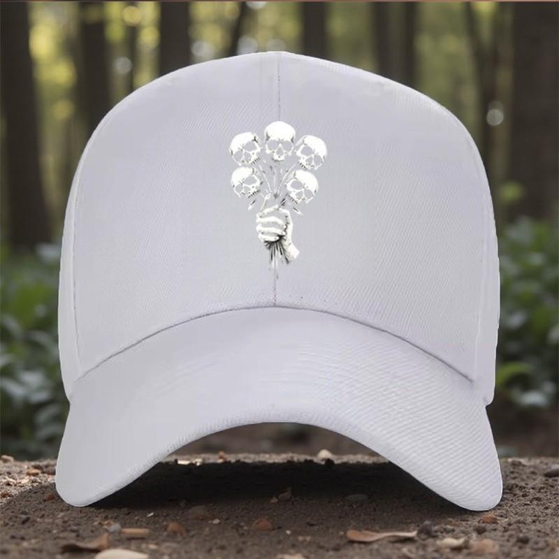 Skull Bouquet Baseball Cap Unisex Polyester Sun Shade Hat Adjustable Outdoor Style