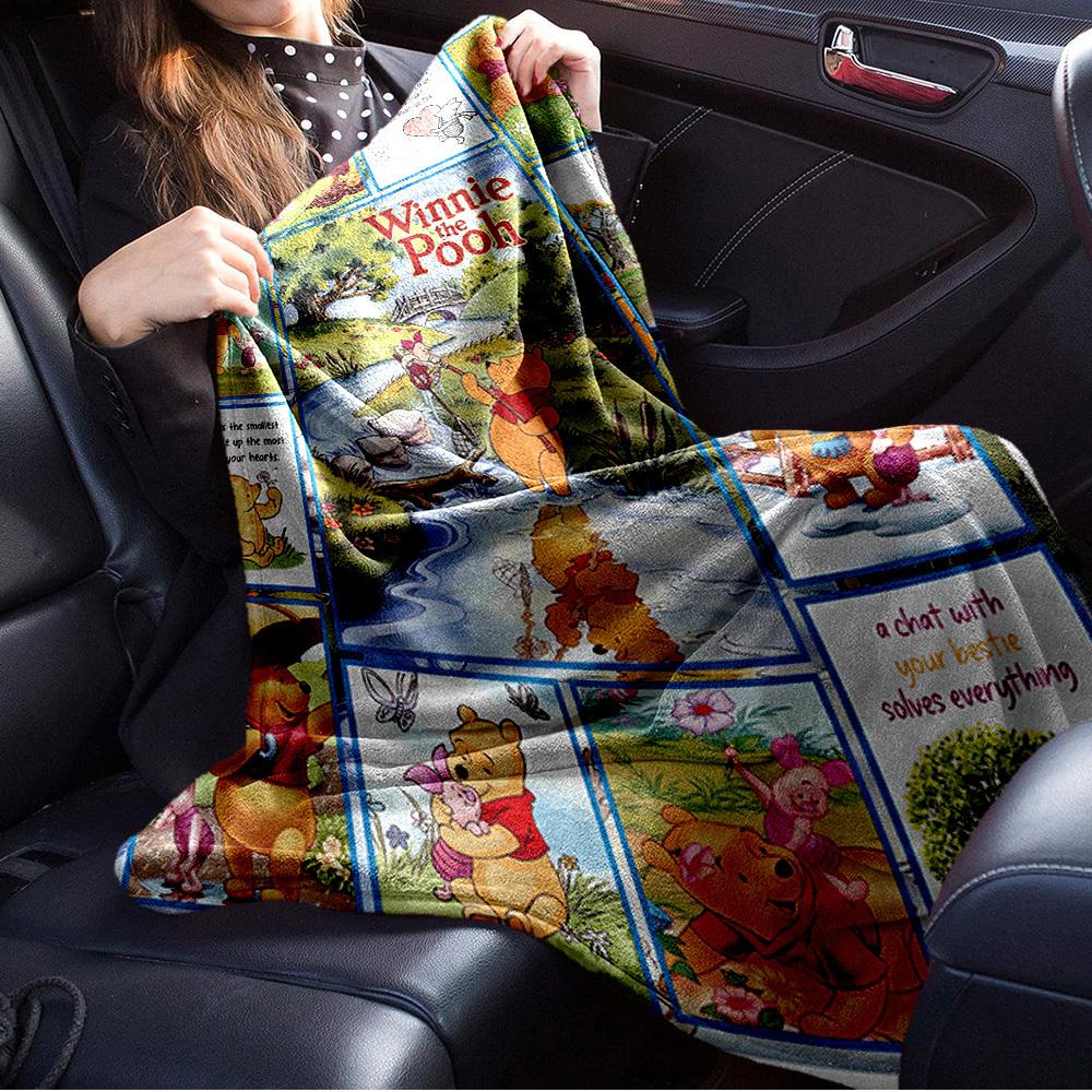 1pc Flannel Winnie the Pooh Cartoon Pattern Bed Blanket Sofa Blanket Gift Home Decoration Pillow Cover Cushion Cover ation Birthday Gift