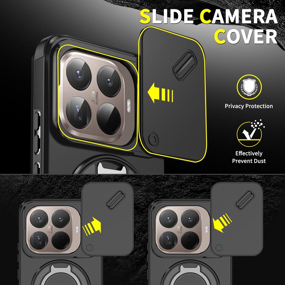 For Xiaomi 15T Pro Case for Xiaomi Mi 15T Cover Armor Magnetic Ring Holder Slide Lens Shockproof Coque for Mi15T 15TPro Funda