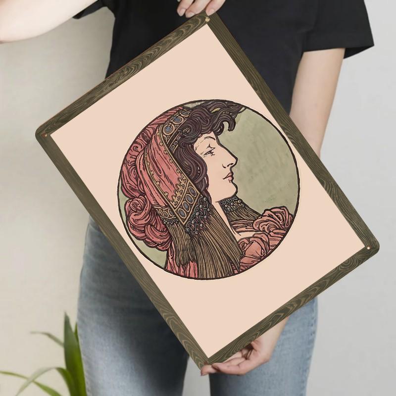 

Vintage European Lady Profile Iron Painting Wall Art Decor for Living Room 20x30cm（7.8x11.8inch）