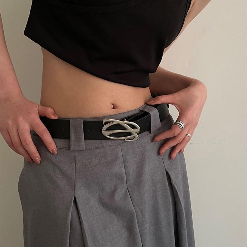 Damen Ledergürtel für Jeans Hosen Kleider Schwarz Damen Taillengürtel mit Dornschließe Vintage Gothic Taillengürtel
