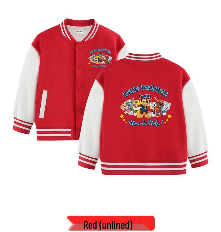 Paw Patrol Kids' Spring & Autumn Jackets: 2024 Thickened Baseball & Fleece Cardigan for Boys and Girls
