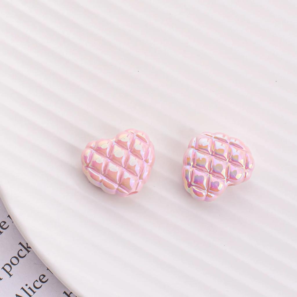 TX07 5Pcs Candy Waffle Pentagram Rhombus Love Pineapple Acrylic Charm Bead Handmade Straight Hole DIY Accessories Trend Bracelet