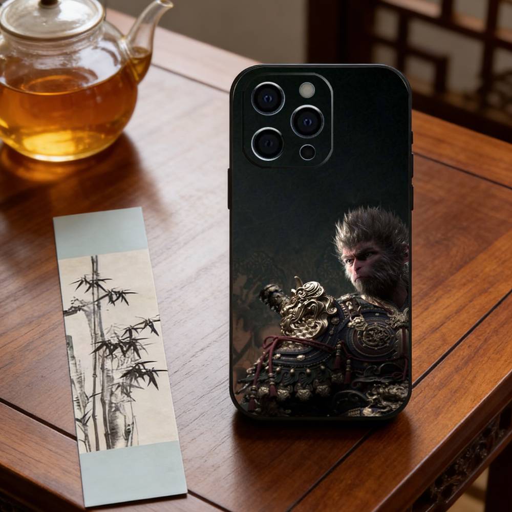 Black Myth WuKong Phone Case For iPhone 17, 16,15,14,13,12,11 Plus,Pro Max, Others Soft Black Cover