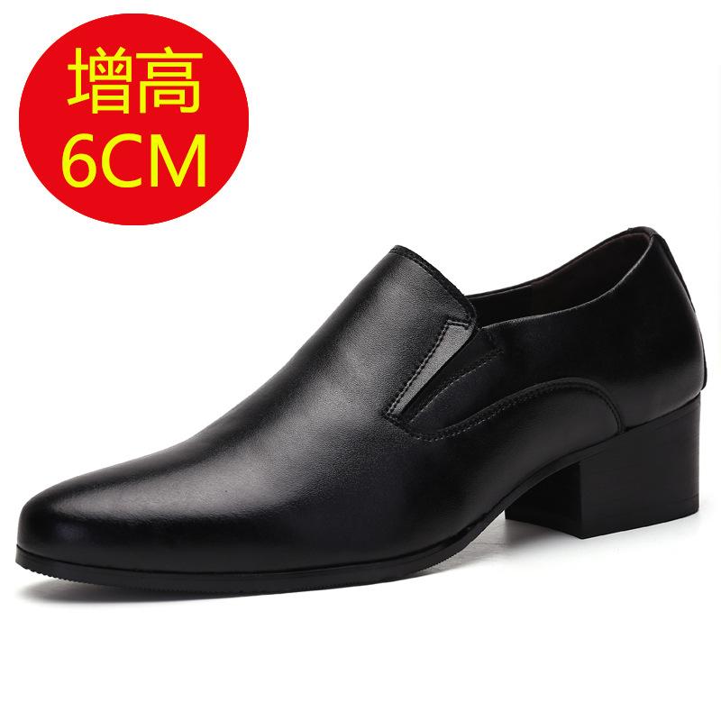 

New men s high-heeled 6CM pointed leather shoes, leather trend heightening men s shoes high-heeled 8cm leather shoes 37