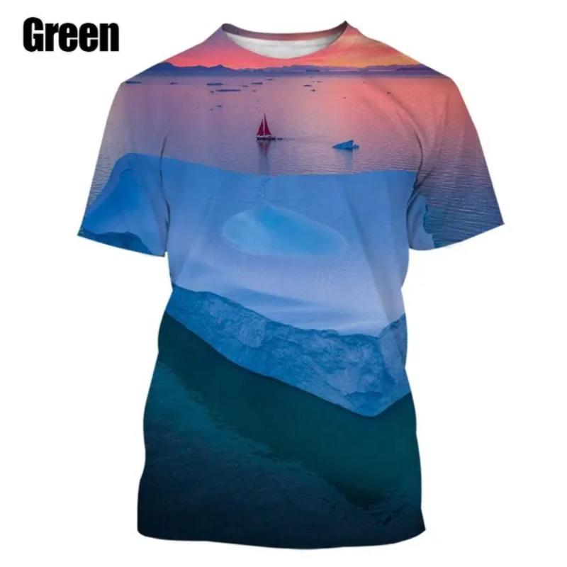 Summer Fashion Iceberg Personality Cool 3D Printed T-shirt Men s Casual Daily Street Sports Short Sleeves S