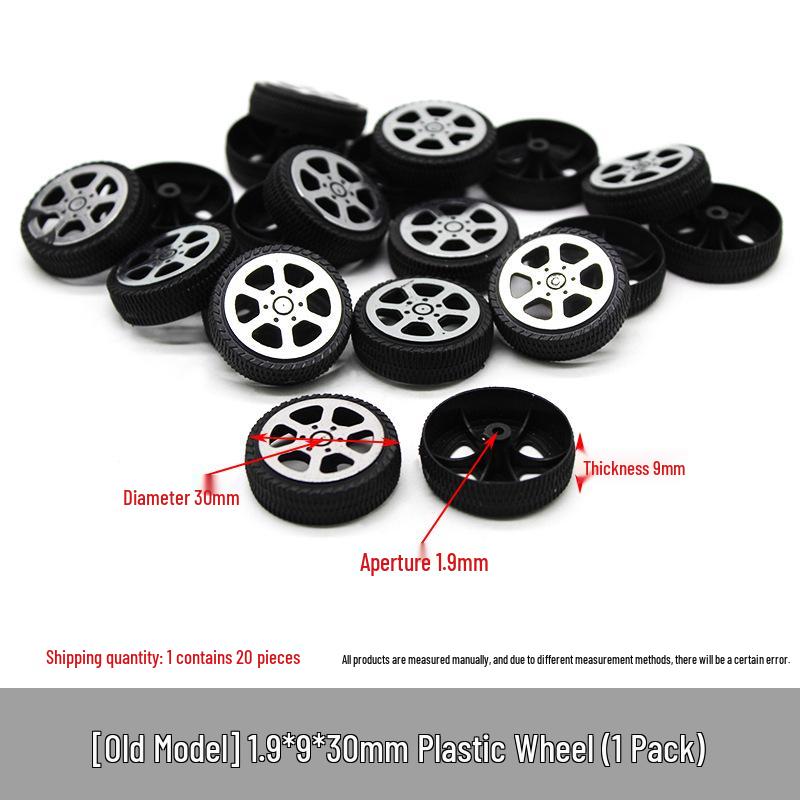 DIY Model Toy Car Wheels with 2mm Hole - Plastic Tires for Handmade Four-Wheel Drive Cars