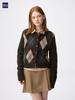 Uniqlo Gu Puff Knit Argyle Crew Neck Short Cardigan