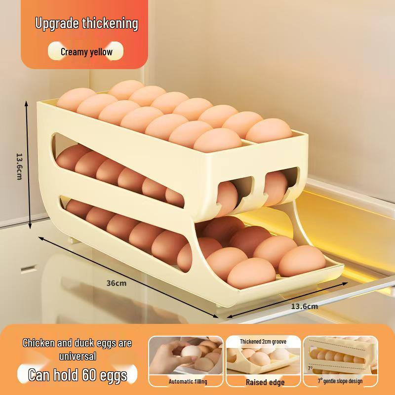 

Triple-Layer Slide-Out Refrigerator Egg Storage Rack кремовый