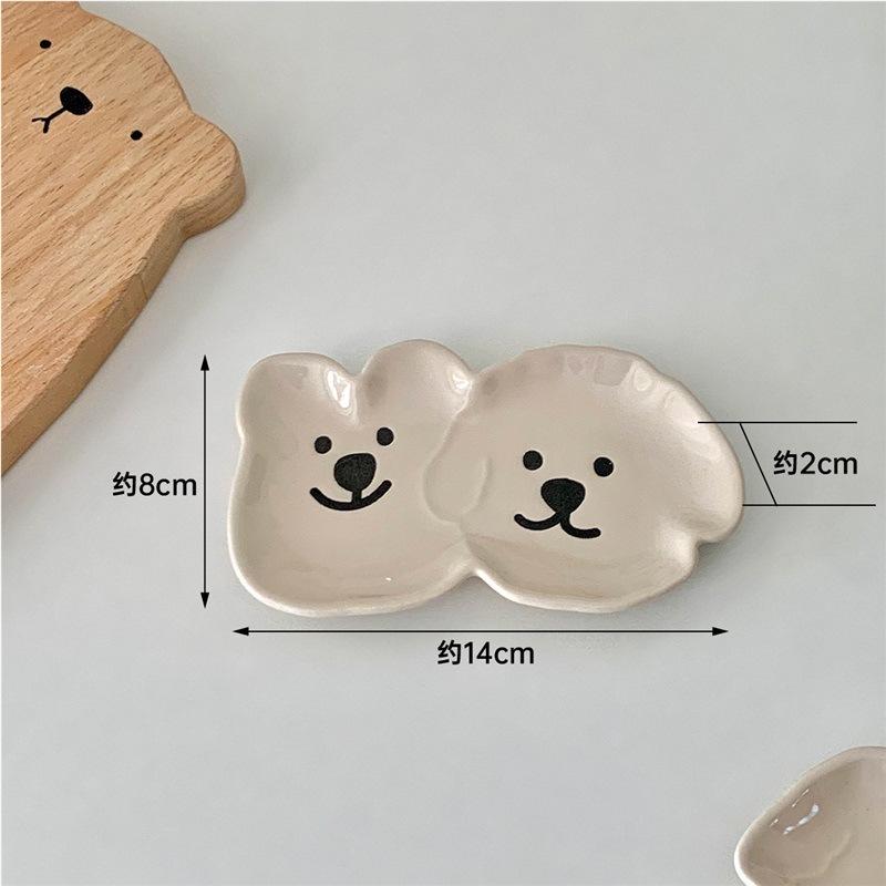 Cartoon Animal Ceramic Taste Plate Creative Cute Bear Puppy Plate Snack Snack Dipping Sauce Vinaigrette Plate