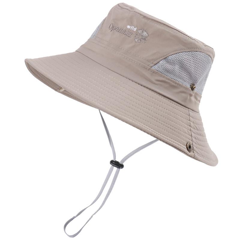 

New Summer Large Mesh Breathable Bucket Hat Letter Embroidery Foldable Cowboy Cap Anti-UV Quick-drying Outdoor Mountain Hiking Basin Practical Use 54-58cm